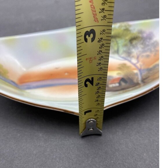 Vintage Noritake Celery Dish Hand Painted House Lake Japan Oblong Decorative - Picture 11 of 13